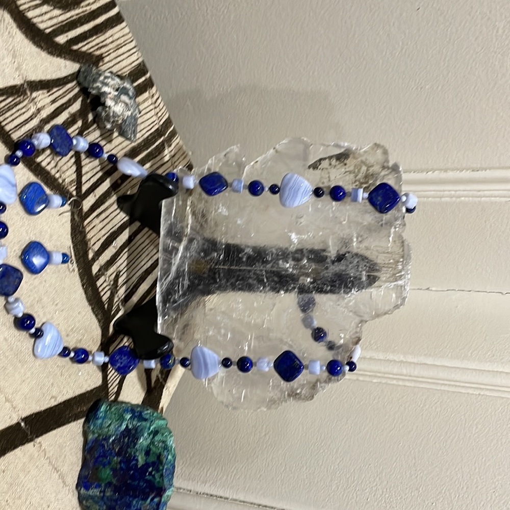 Blue Lace Agate and Lapis Lazuli with matching earrings. - Picture 4 of 7